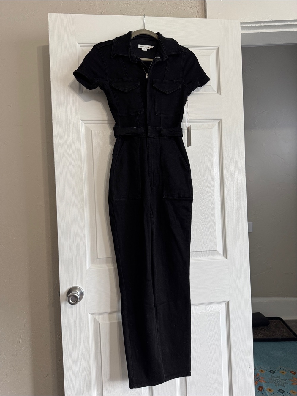 Good American Fit For Success Denim Jumpsuit - Black - Size XS